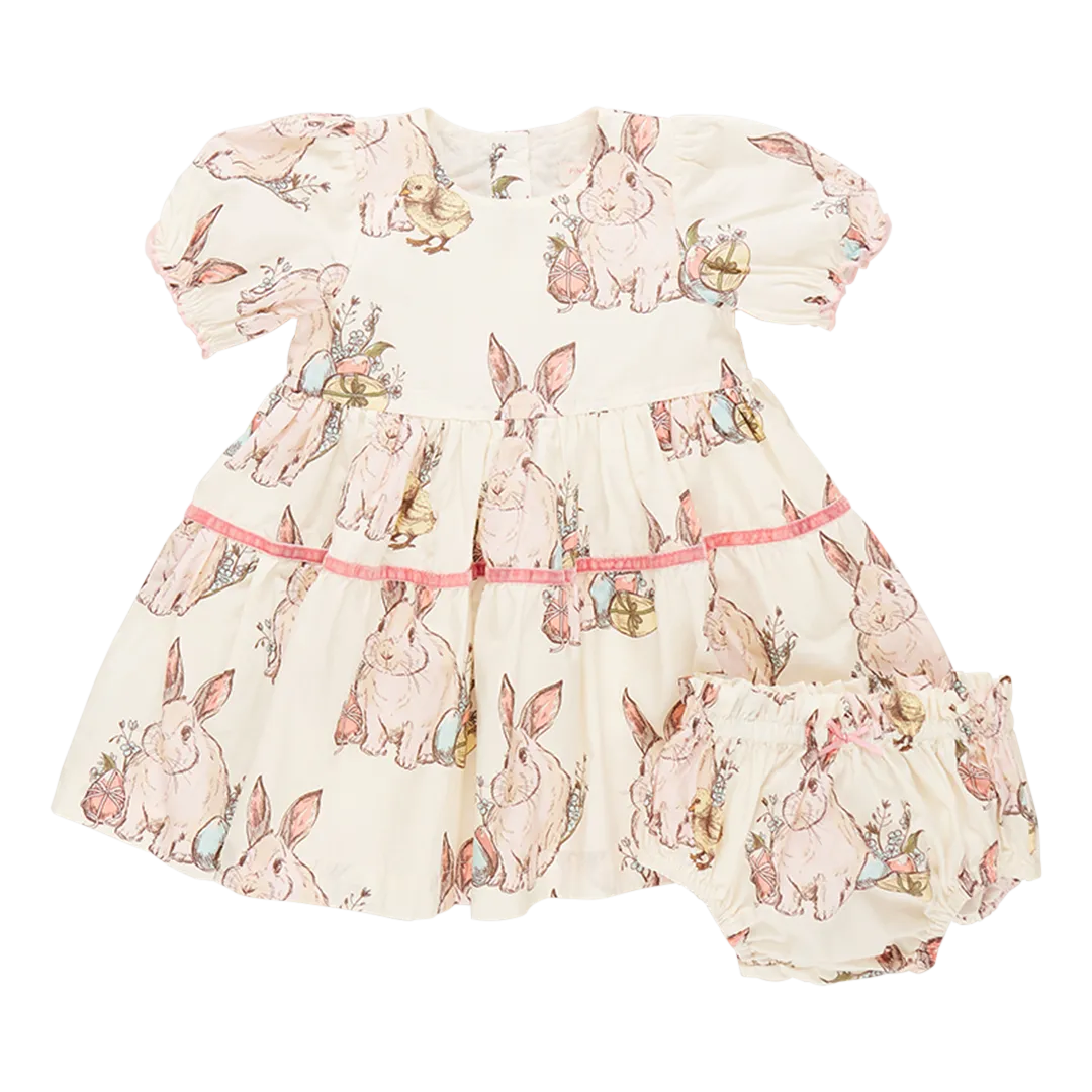 Girls Maribelle Dress - Bunny Friends ||  Pink Chicken